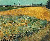 Background Canvas Paintings - Wheat Field with the Alpilles Foothills in the Background
